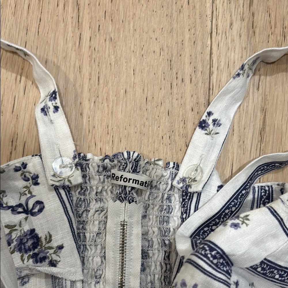 Reformation White and Blue Fitted Camisole - Picture 2 of 4
